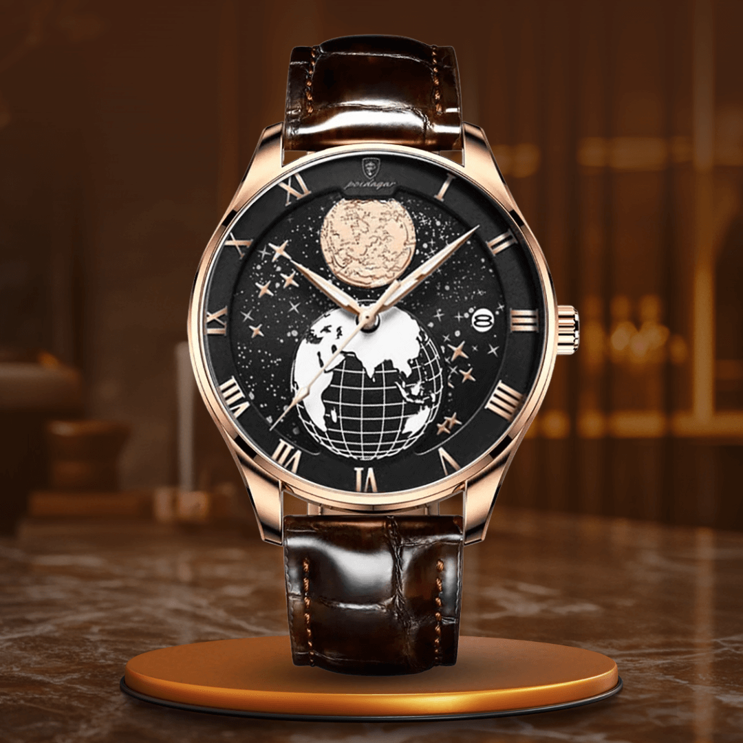 Elegant Quartz Watch with Leather Strap