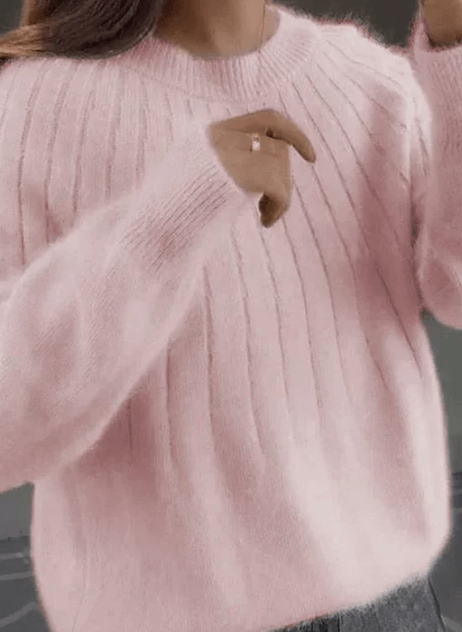 Fluffig stickad tröja i kashmir – Elegant & Varm