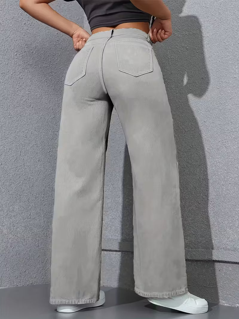 Dam Hög Midja Vida Jeans i Armégrön
