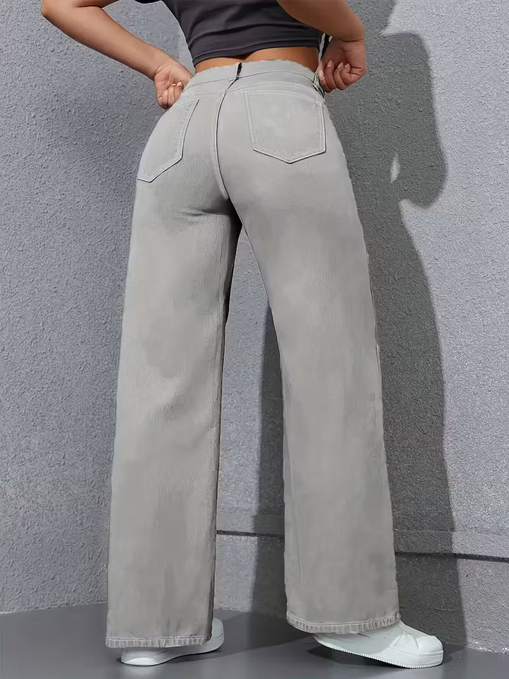 Dam Hög Midja Vida Jeans i Armégrön