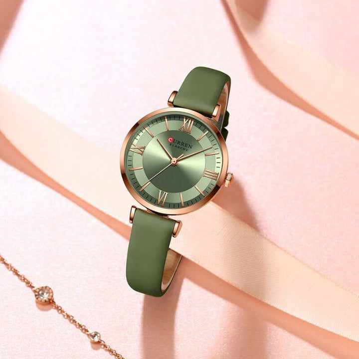 Elegant Vattentät Klocka med Läderarmband