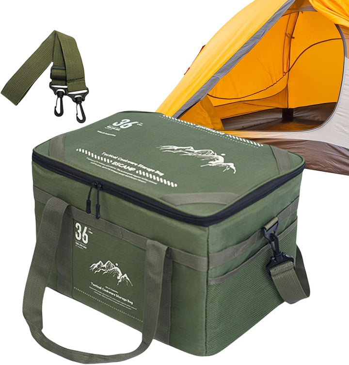 Mångsidig 36L campingväska för effektiv packning. Perfekt för vandring, resor och utomhusutrustning.