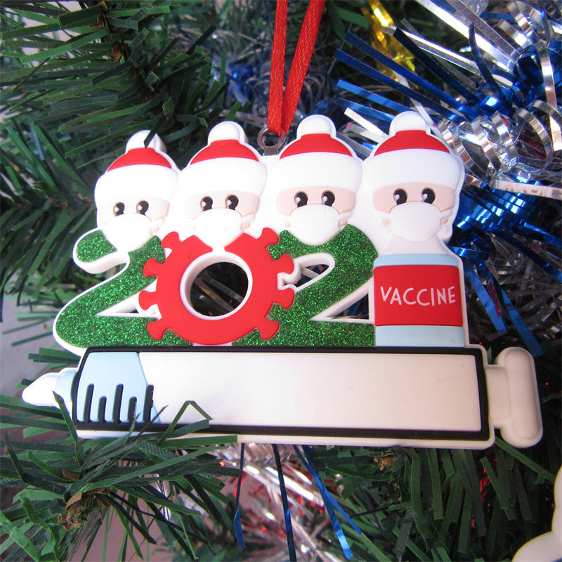 "Charmig personlig julpynt för granen, anpassningsbar med namn, familjestorlek och dekorativ bandbåge."