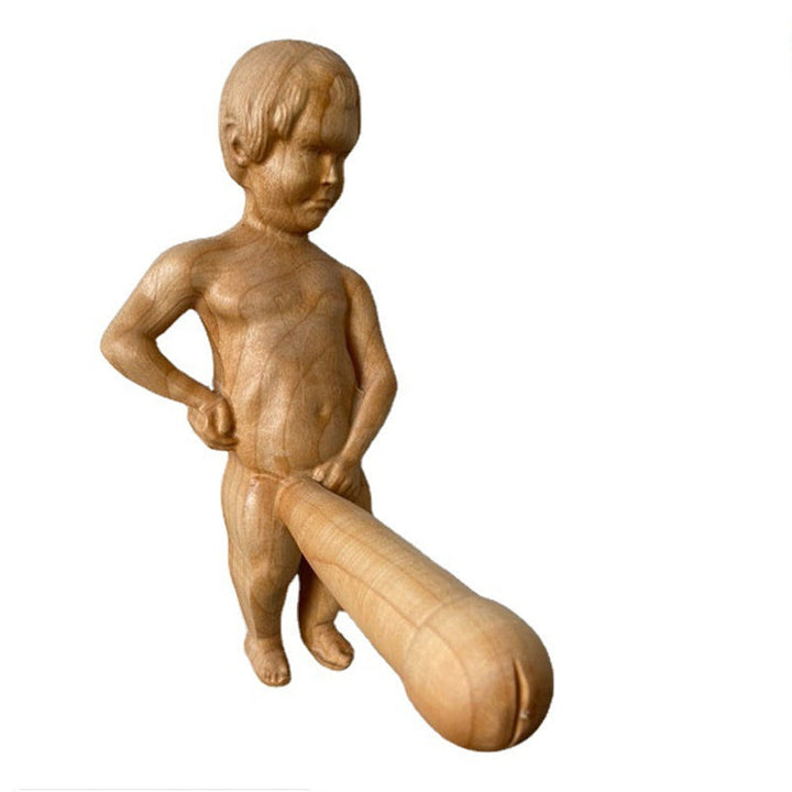 "Charmig trätoalettpappershållare, unik humoristisk design, praktisk för badrum. Perfekt för att liva upp heminredningen."