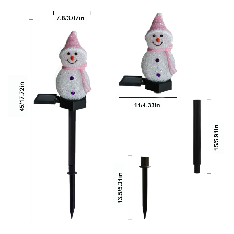 "Charmig vattentät solcellsdriven LED snögubbslampa för trädgårdsdekoration utomhus i vintertema."