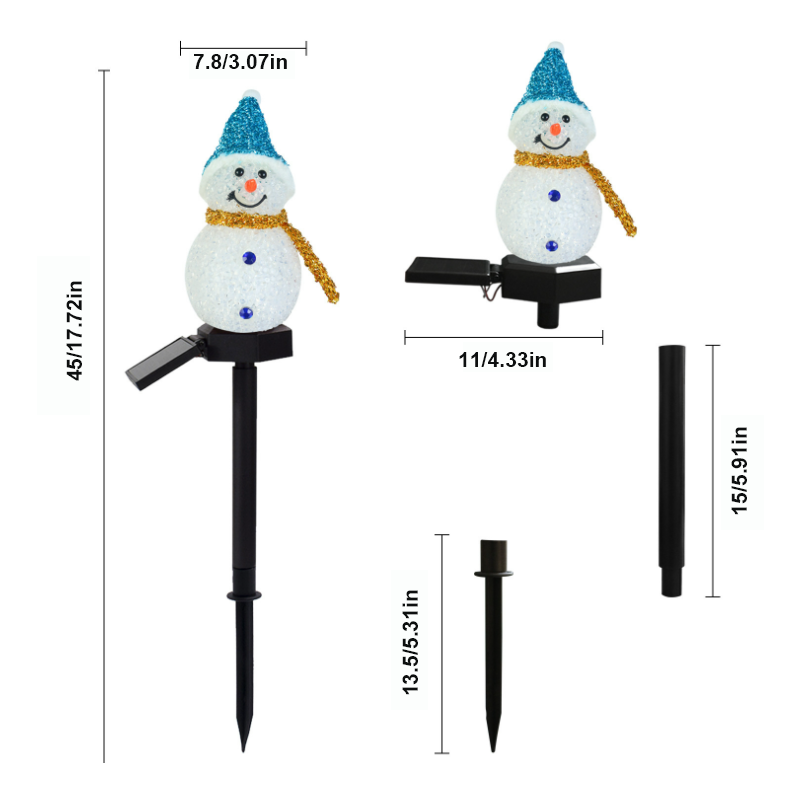 "Charmig vattentät solcellsdriven LED snögubbslampa för trädgårdsdekoration utomhus i vintertema."