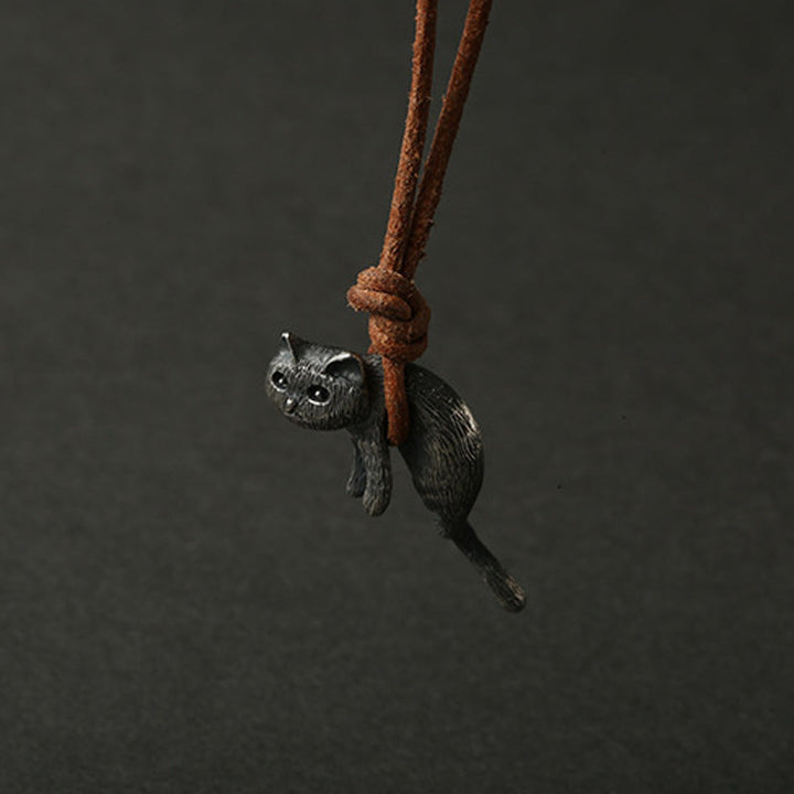 "Charmigt Scruffy katthalsband, robust koppar med silverfinish, strömning repsnöre och förtjusande katthänge"