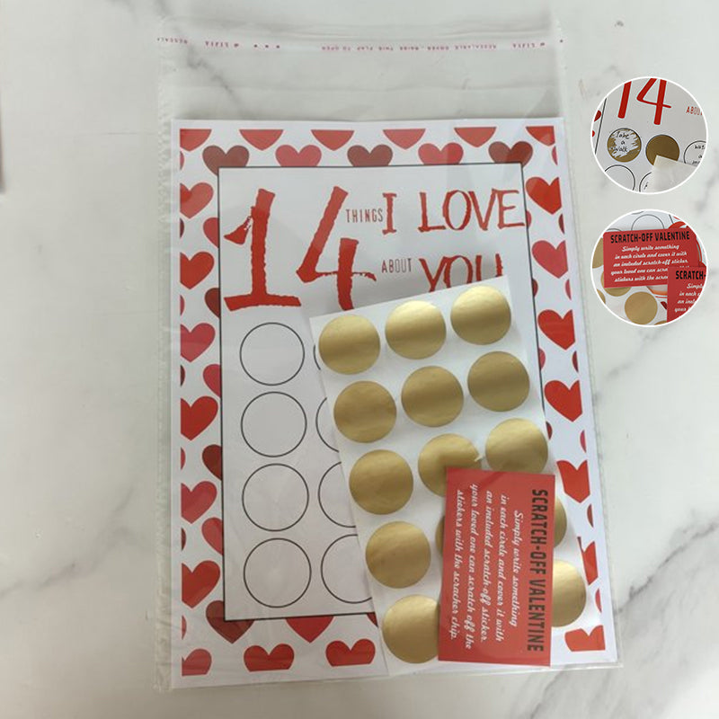 "Charmigt unisex anpassningsbart Alla hjärtans dag skrapkort med färgglad papperdesign och skrapklistermärken."