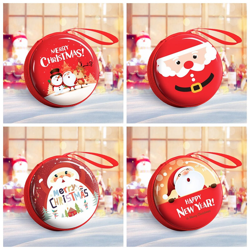 "Chic jul mini damplånbok i pengdesign, plåtmaterial med dragkedja, juldekoration och presentidé, 7x7x3,5 cm."