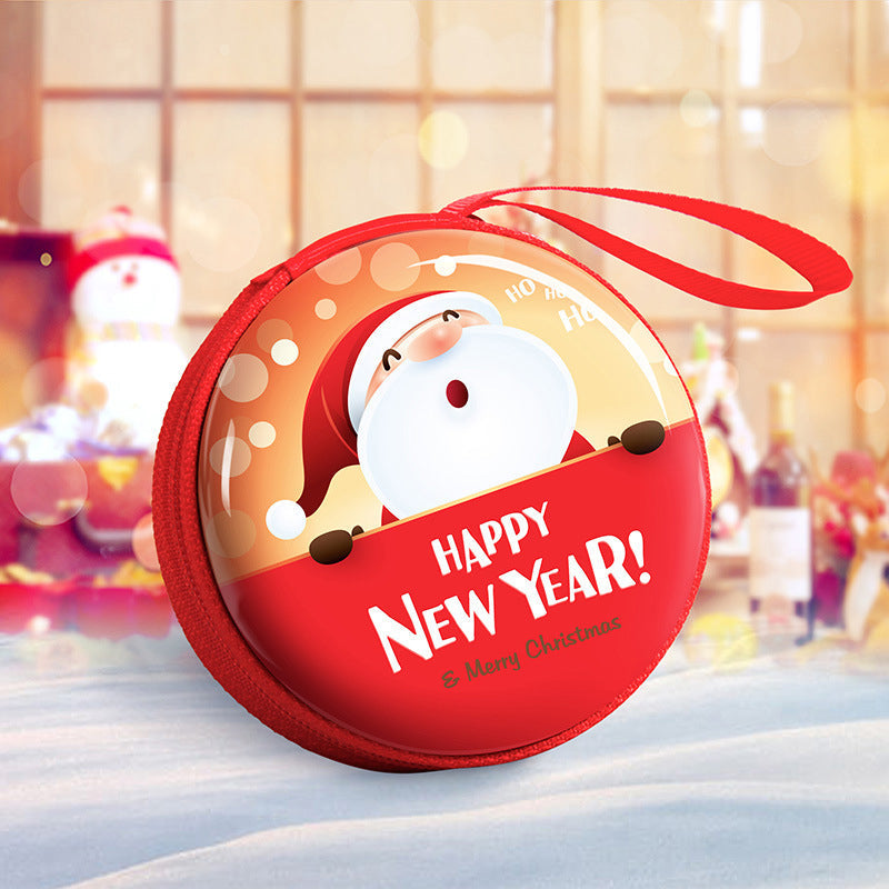 "Chic jul mini damplånbok i pengdesign, plåtmaterial med dragkedja, juldekoration och presentidé, 7x7x3,5 cm."