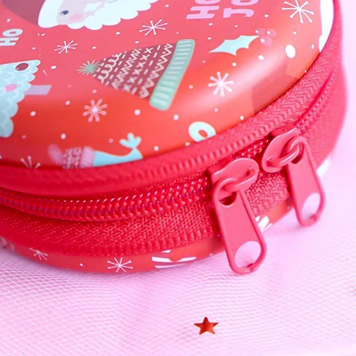 "Chic jul mini damplånbok i pengdesign, plåtmaterial med dragkedja, juldekoration och presentidé, 7x7x3,5 cm."