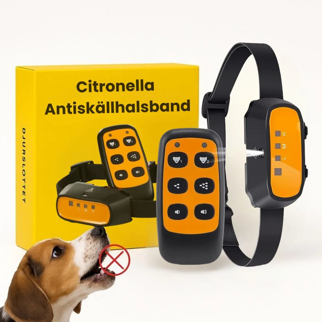 Citronella antiskällhalsband för hund, ett effektivt sprayhalsband för barkkontroll och lugnare hundträning.