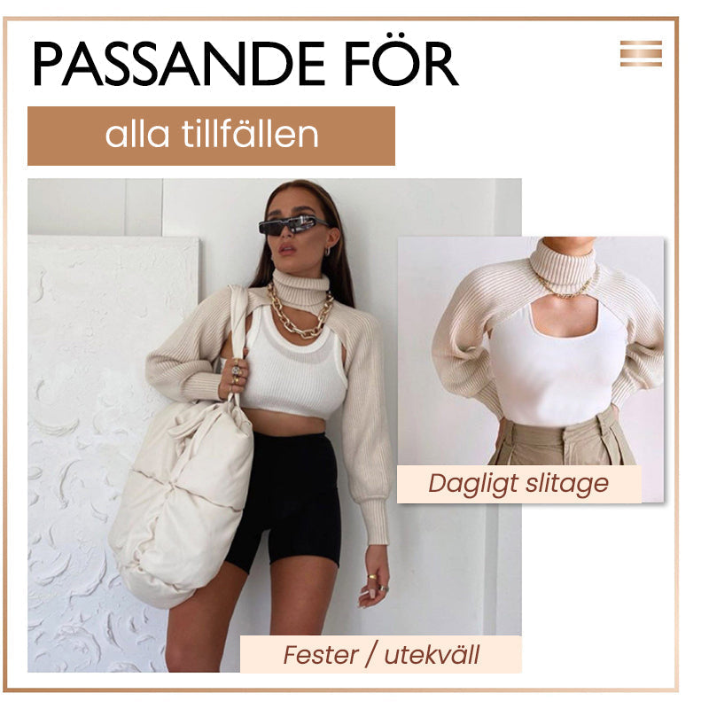"Coltröja med hög hals och loose bloomer-ärmar, eleganta detaljer för chic look. Perfekt för dammode, olika färgval."