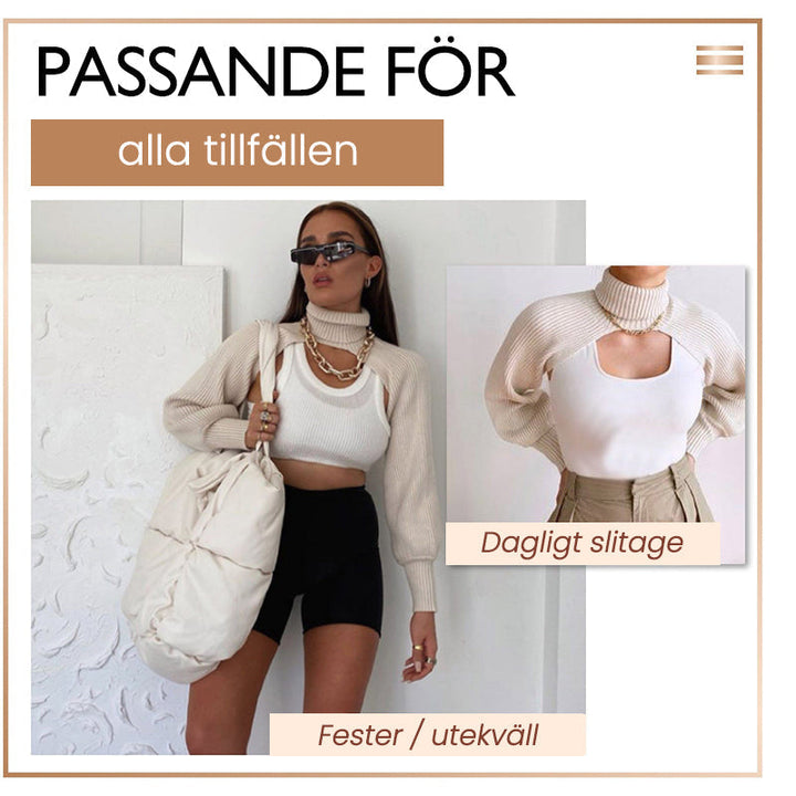 "Coltröja med hög hals och loose bloomer-ärmar, eleganta detaljer för chic look. Perfekt för dammode, olika färgval."