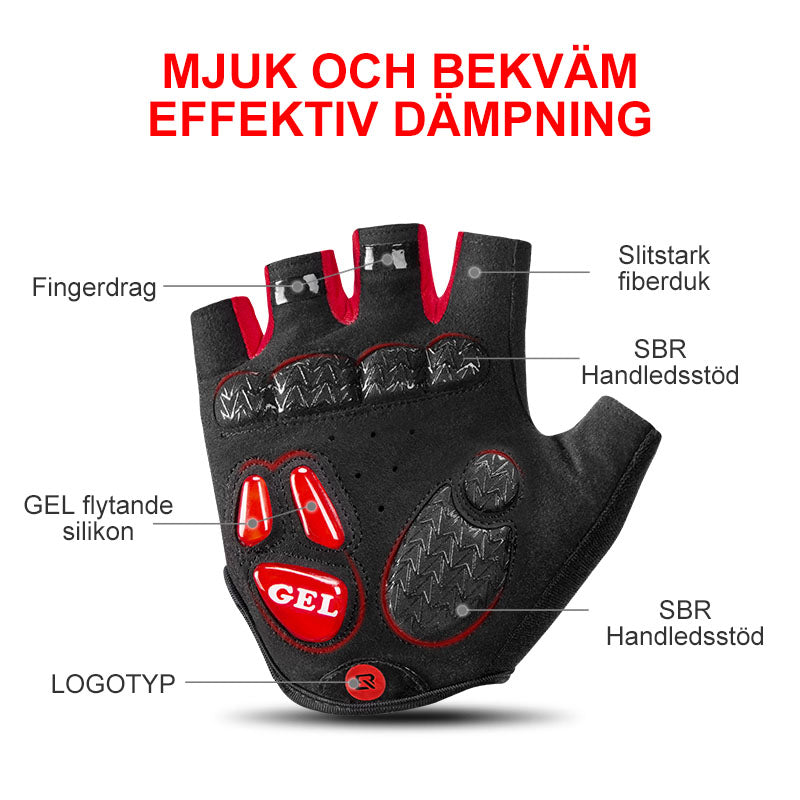 "Cykelhandskar herr/dam med halvfinger, andningsbara, pekskärmsvänliga, svartgrå, idealiska för cykling, sportigt stilrena."
