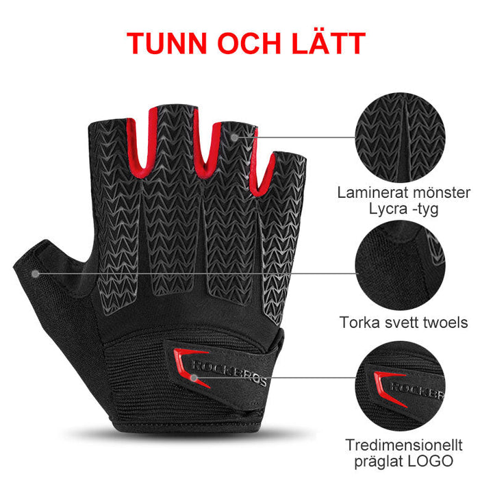 "Cykelhandskar herr/dam med halvfinger, andningsbara, pekskärmsvänliga, svartgrå, idealiska för cykling, sportigt stilrena."