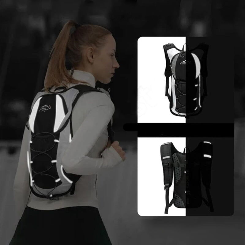 "Cykelryggsäck för män, 15L, justerbara remmar, svart textil, flera fack, ventilerande ryggstöd för cykling och sport."