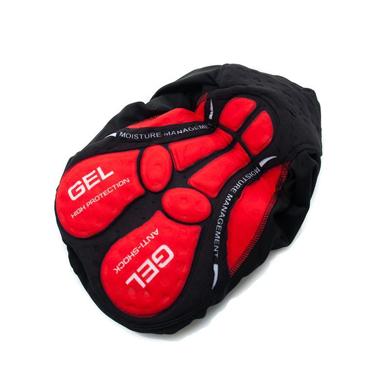 "Cykelunderkläder för män med gel pad, svart design, andningsbart material, perfekt för långa cykelturer."