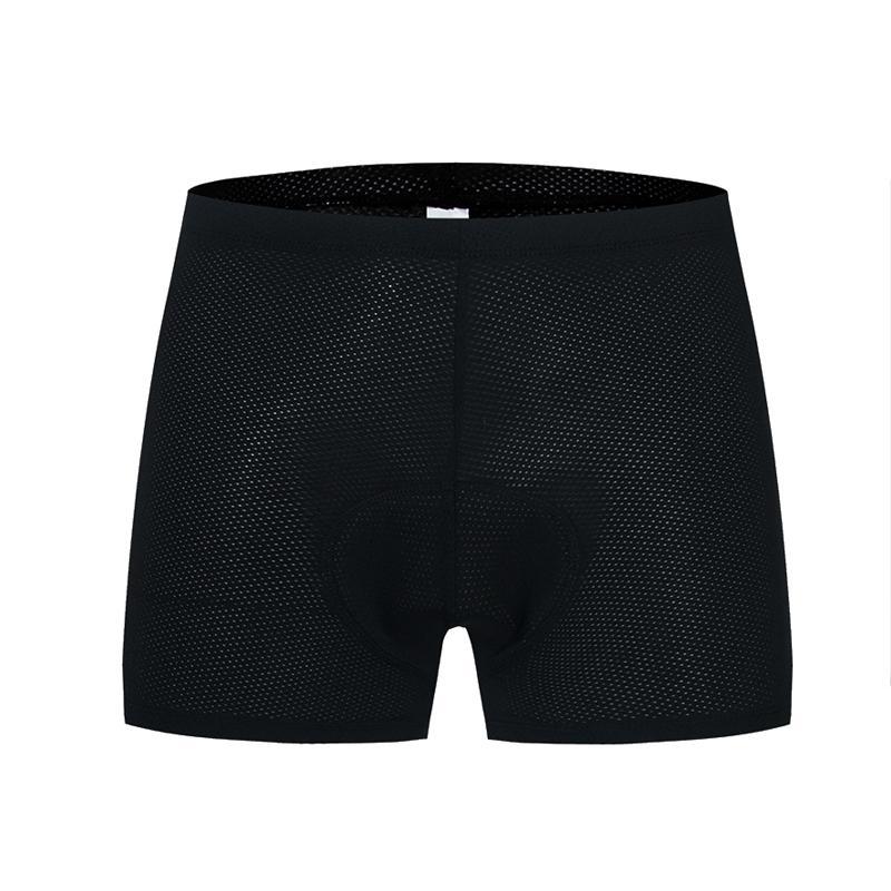 "Cykelunderkläder för män med gel pad, svart design, andningsbart material, perfekt för långa cykelturer."