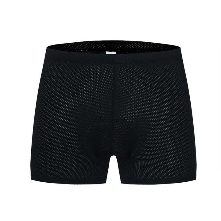 "Cykelunderkläder för män med gel pad, svart design, andningsbart material, perfekt för långa cykelturer."