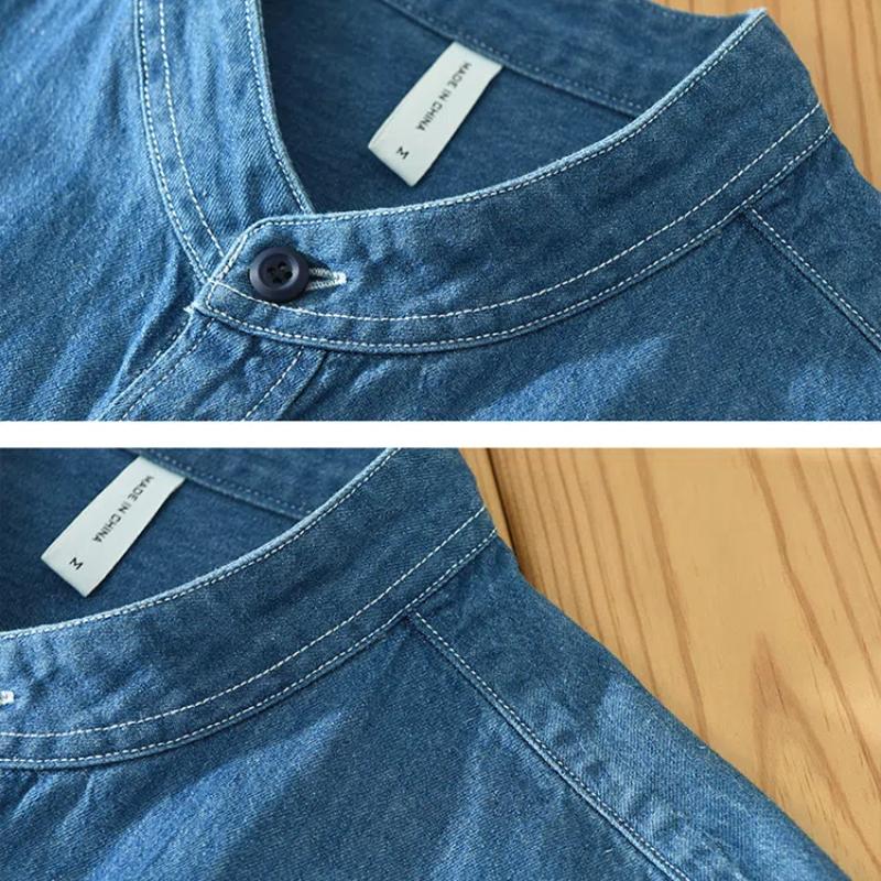 Herr Jeansskjorta i Denim med Lång Ärm