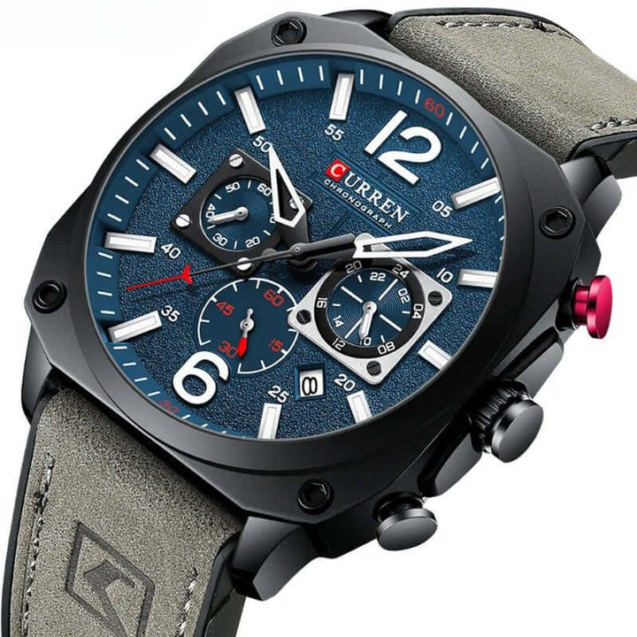 Elegant läderkvarts vattentät armbandsur