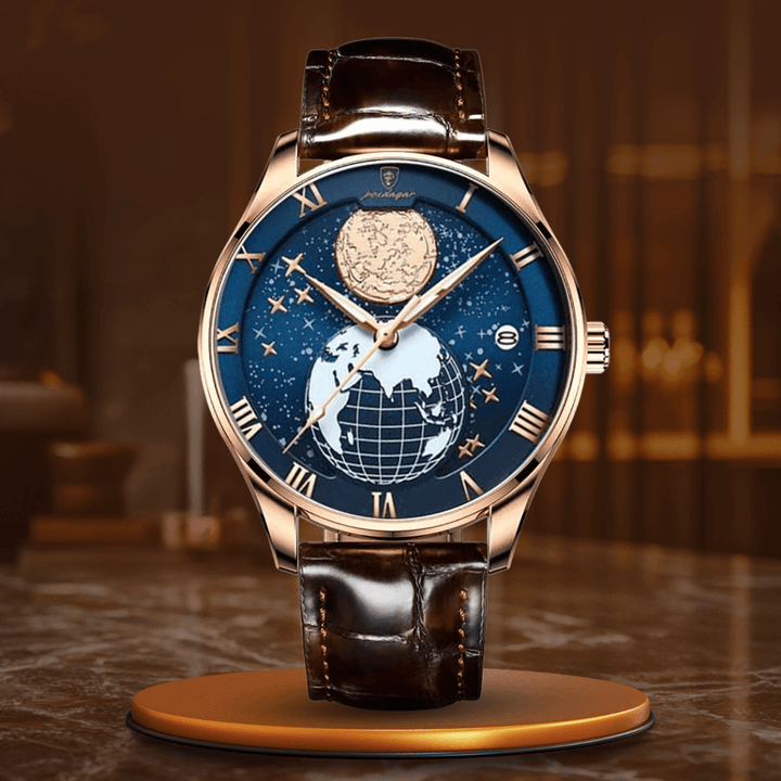 Elegant Quartz Watch with Leather Strap
