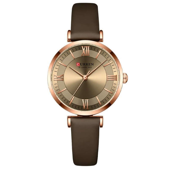 Elegant Vattentät Klocka med Läderarmband