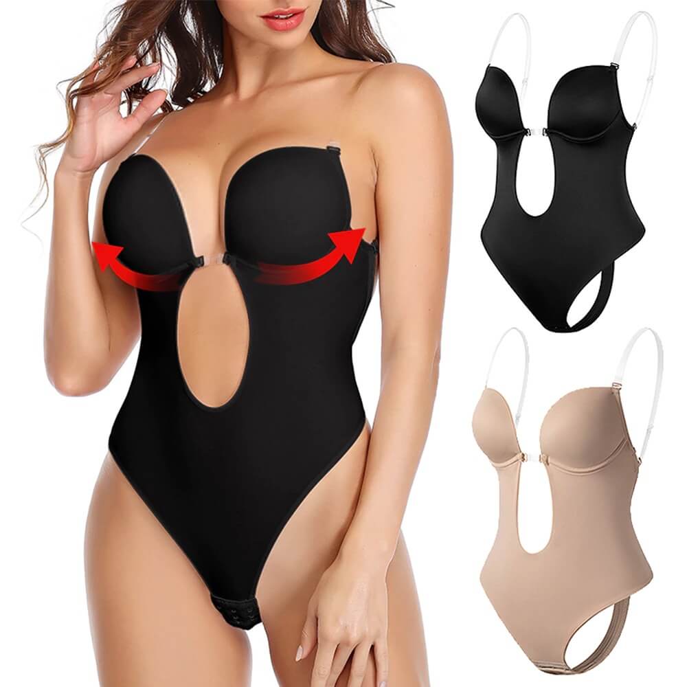 Seamless body shaper för dam, formande & bekväm. Djup V-ringad fram, rygglös design för släta linjer.