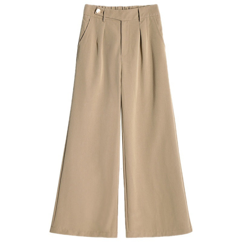 "Dam byxor bred ben i khaki och svart, elegant skräddarsydd för komfort och stil, idealisk för alla tillfällen."