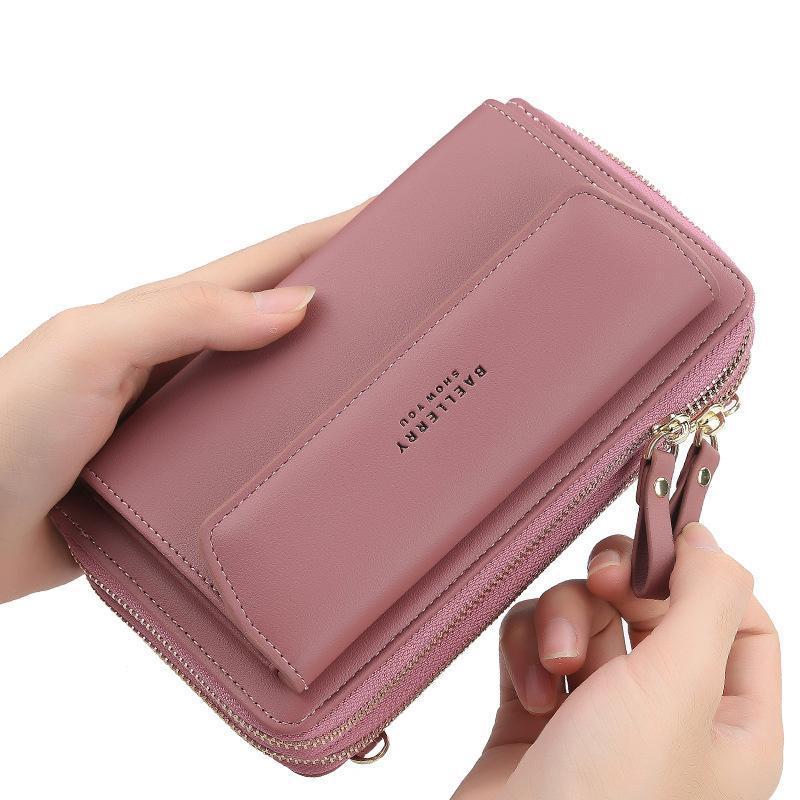 "Dam crossbody-väska av rosa PU-läder med stor kapacitet och flera fack, snygg och hållbar; perfekt för alla tillfällen."