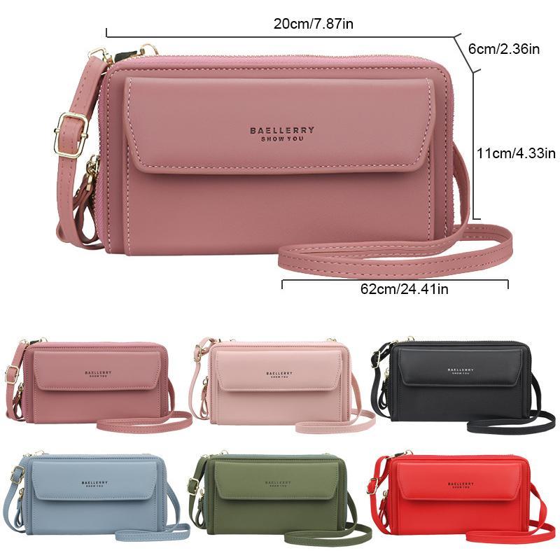 "Dam crossbody-väska av rosa PU-läder med stor kapacitet och flera fack, snygg och hållbar; perfekt för alla tillfällen."