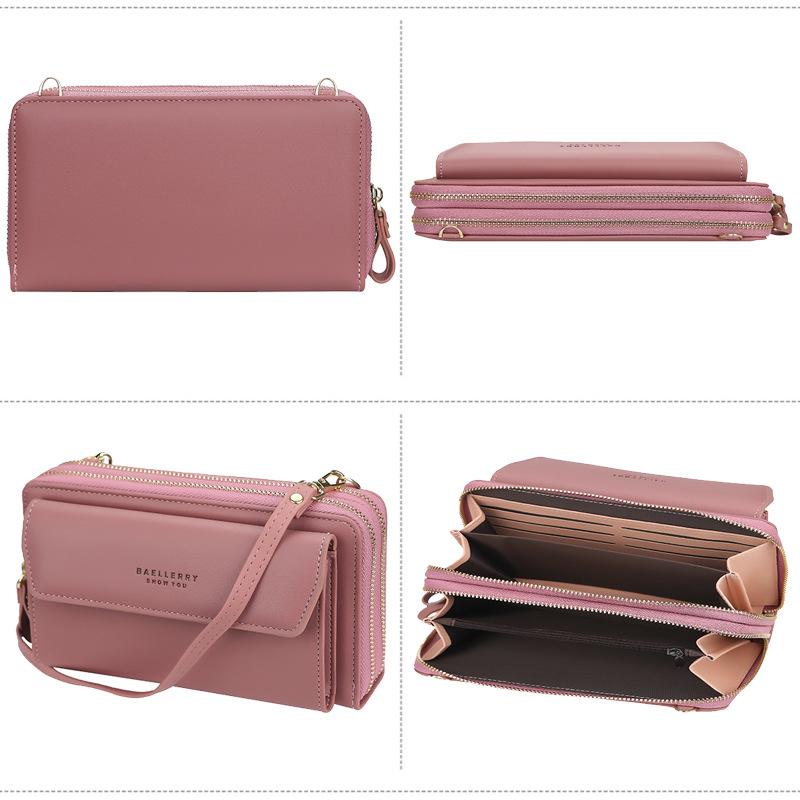 "Dam crossbody-väska av rosa PU-läder med stor kapacitet och flera fack, snygg och hållbar; perfekt för alla tillfällen."