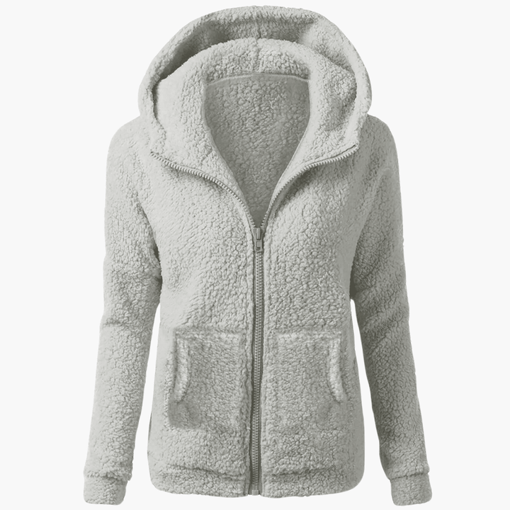 Bekväm huvjacka för kvinnor i fleece. Med praktisk dragkedja för flexibel värme & stil.