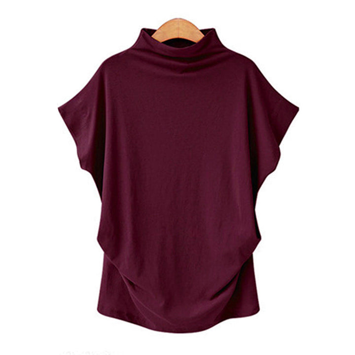 "Dam halv polotröja t-shirt med dockärm i mjuk polyester, elegant halv polokrage, perfekt för stilfullt avslappnad look."