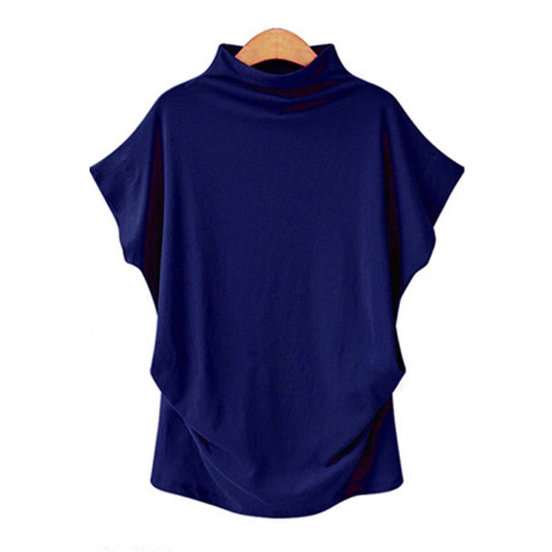 "Dam halv polotröja t-shirt med dockärm i mjuk polyester, elegant halv polokrage, perfekt för stilfullt avslappnad look."