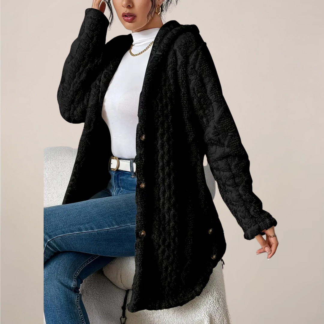 Grå damkofta med huva, longline design, idealisk för en avslappnad sommarlook.