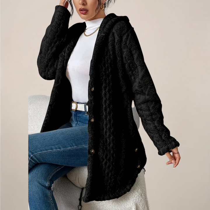 Grå damkofta med huva, longline design, idealisk för en avslappnad sommarlook.