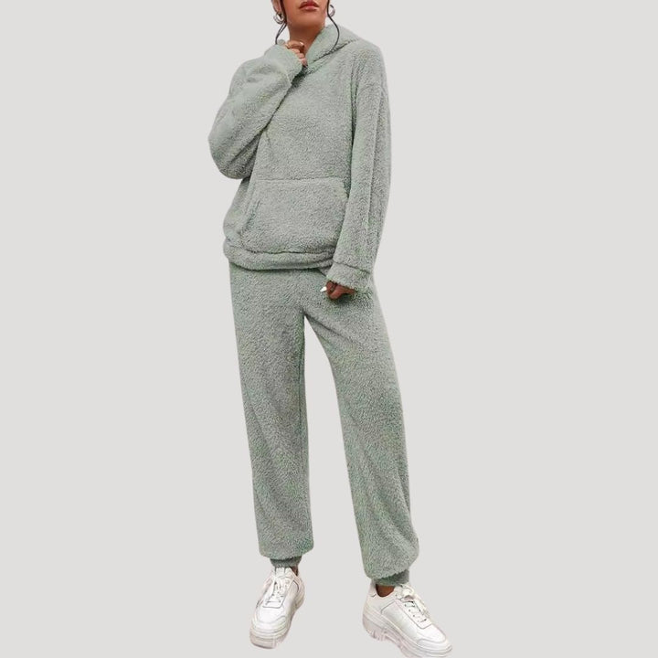 Vikta dam loungeset, vårmode i pastellfärg, bekväm hoodie och byxor för avkopplande stunder.