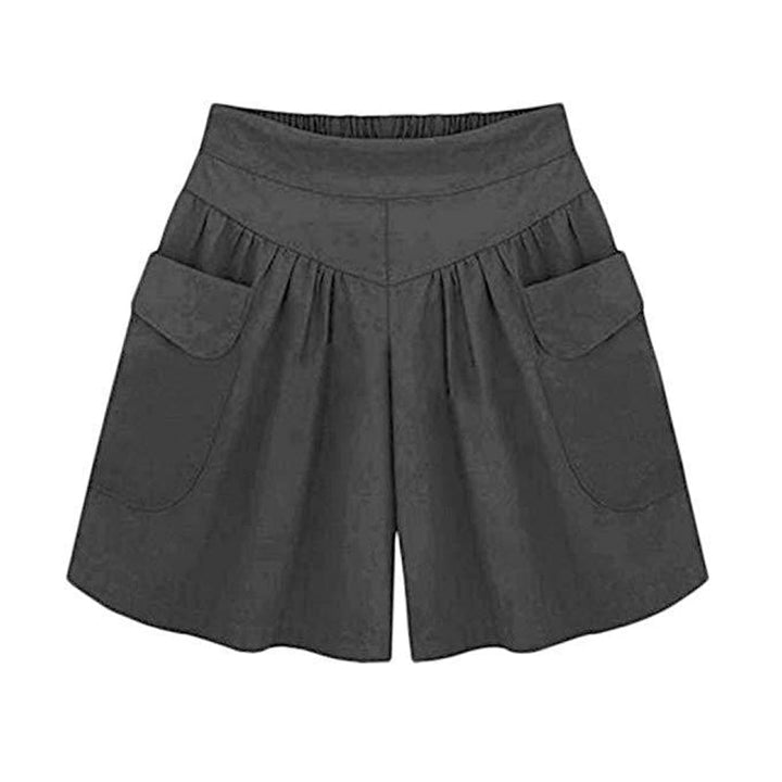 Dam mjuka vida bomullsshorts, hög midja, säkra komforten och unika fickor, lämplig för sommar och dagsaktiviteter.