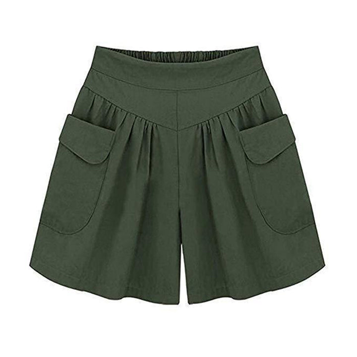 Dam mjuka vida bomullsshorts, hög midja, säkra komforten och unika fickor, lämplig för sommar och dagsaktiviteter.
