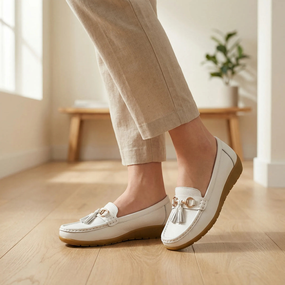 Dam Mokassiner Veronika, lätt och bekväm vardagssko för kvinnor. Idealisk sommar-slip-on.
