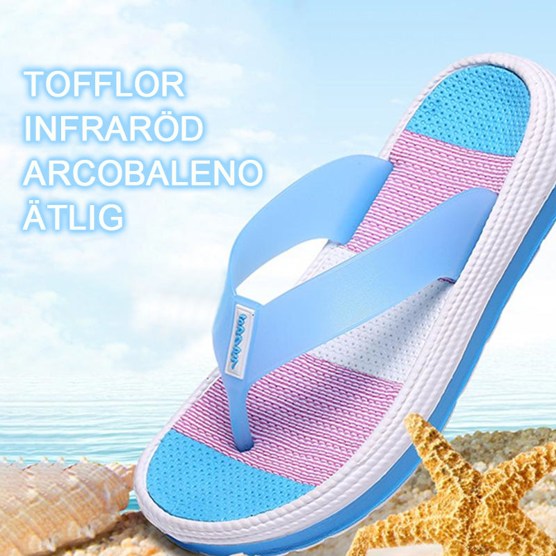 "Dam Soft Rainbow Flip-Flops Sandaler med färgglad design och mjuk EVA-sula, perfekta för både strand och vardagsbruk."