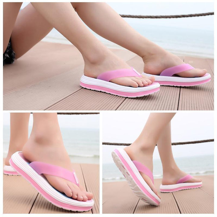 "Dam Soft Rainbow Flip-Flops Sandaler med färgglad design och mjuk EVA-sula, perfekta för både strand och vardagsbruk."