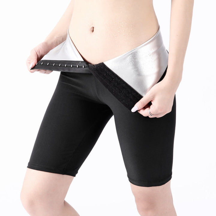 "Dam sporttights korta formande, hög elasticitet, gråa med silverfibermönster, för smickrande och funktionell träning"