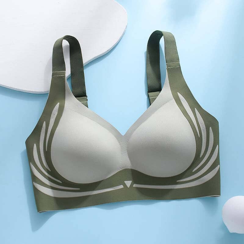 "Dam trådlös push-up BH, Jelly Strip Technology, supermjukt tyg, ljusblå färg, förbättrar kurvor, sömlös silhuett"