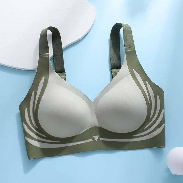 "Dam trådlös push-up BH, Jelly Strip Technology, supermjukt tyg, ljusblå färg, förbättrar kurvor, sömlös silhuett"