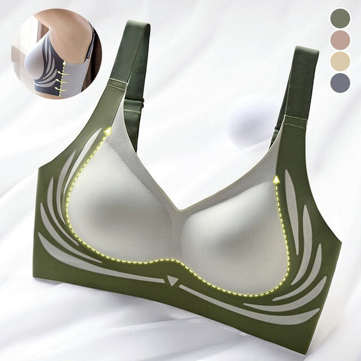 "Dam trådlös push-up BH, Jelly Strip Technology, supermjukt tyg, ljusblå färg, förbättrar kurvor, sömlös silhuett"