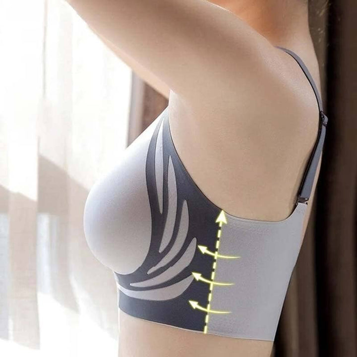 "Dam trådlös push-up BH, Jelly Strip Technology, supermjukt tyg, ljusblå färg, förbättrar kurvor, sömlös silhuett"