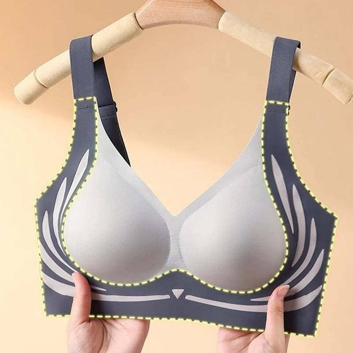 "Dam trådlös push-up BH, Jelly Strip Technology, supermjukt tyg, ljusblå färg, förbättrar kurvor, sömlös silhuett"